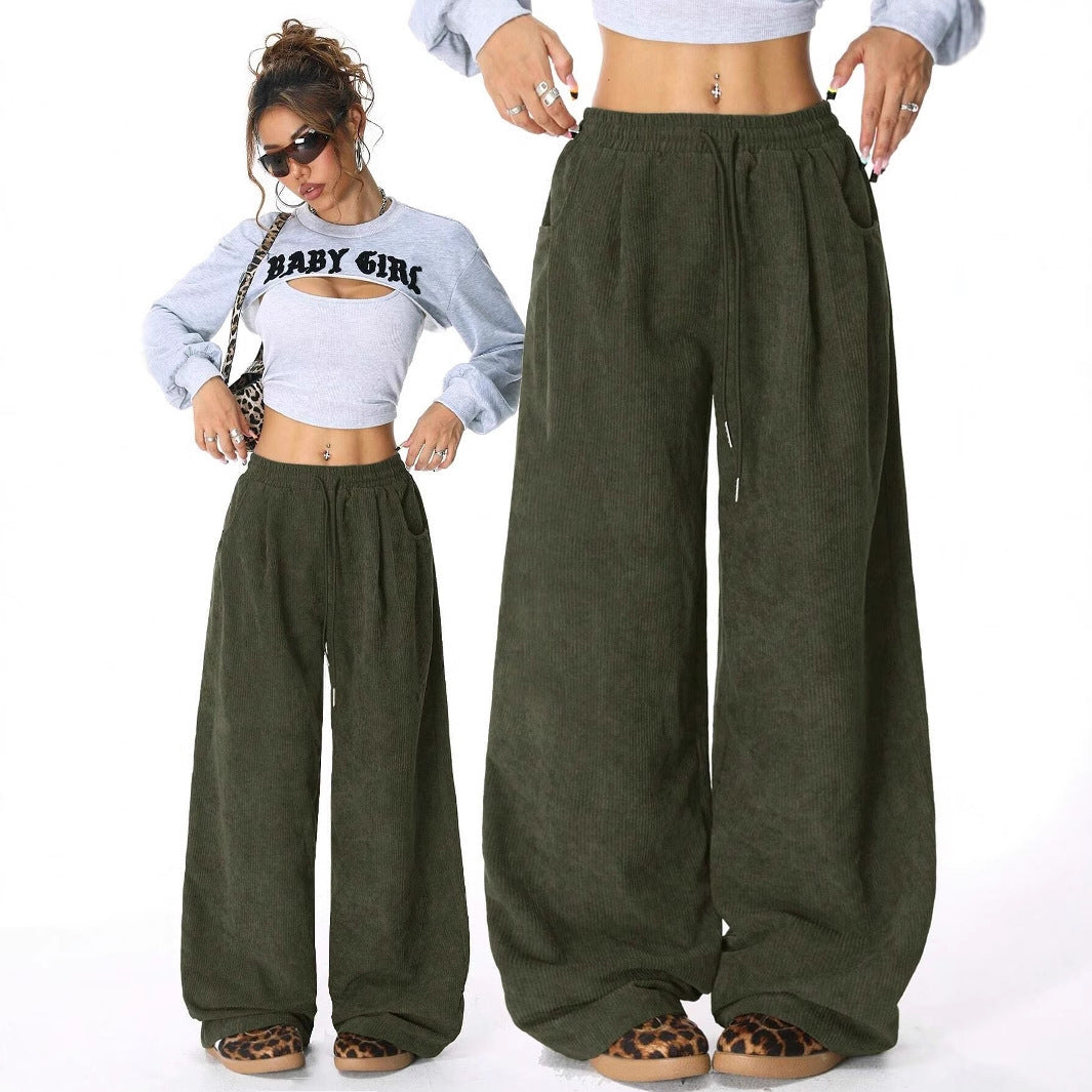 Casual Loose-fit Corduroy Pants