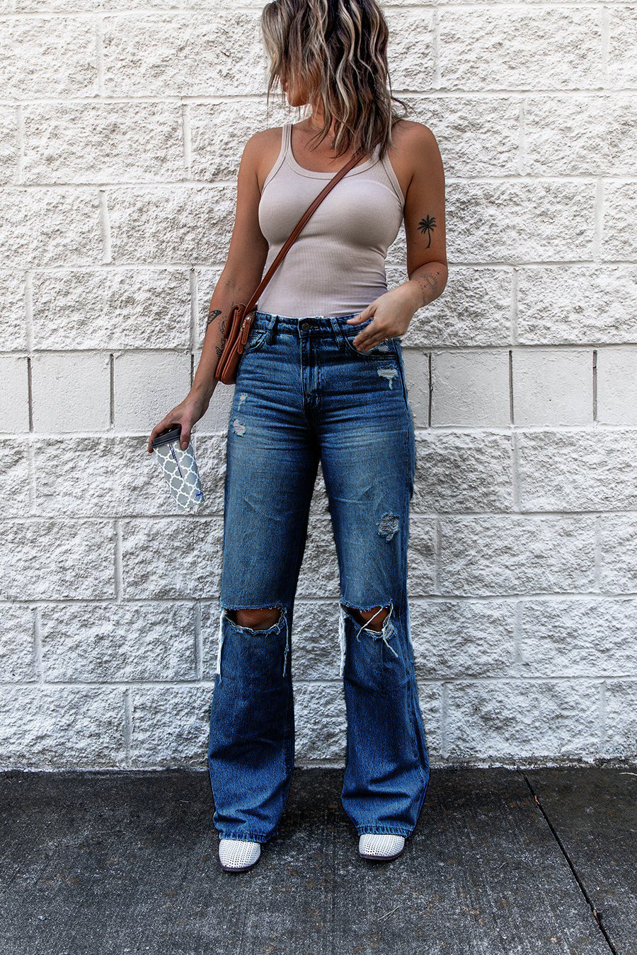 Casual High Waist Distressed Jeans