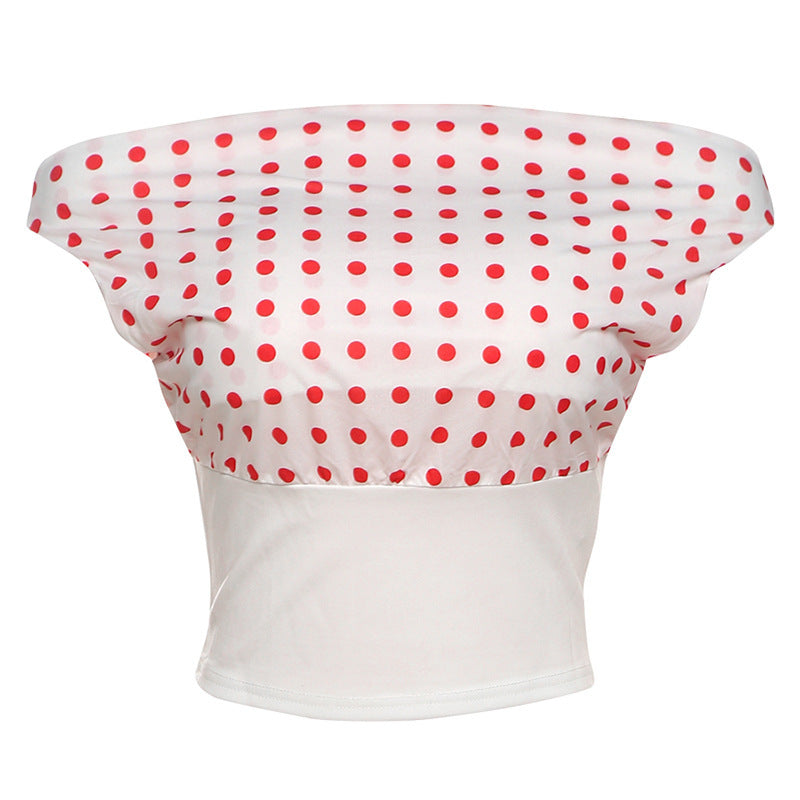 Casual Polka Dot One Shoulder Top