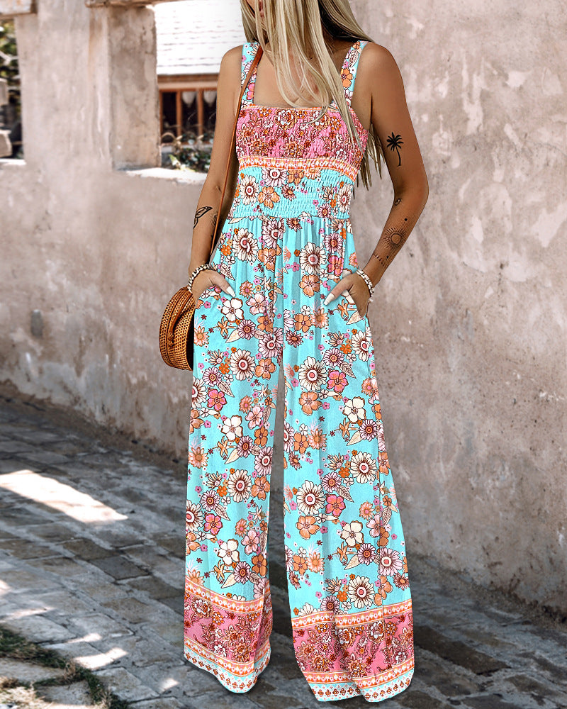 Large Floral Pattern Jumpsuit