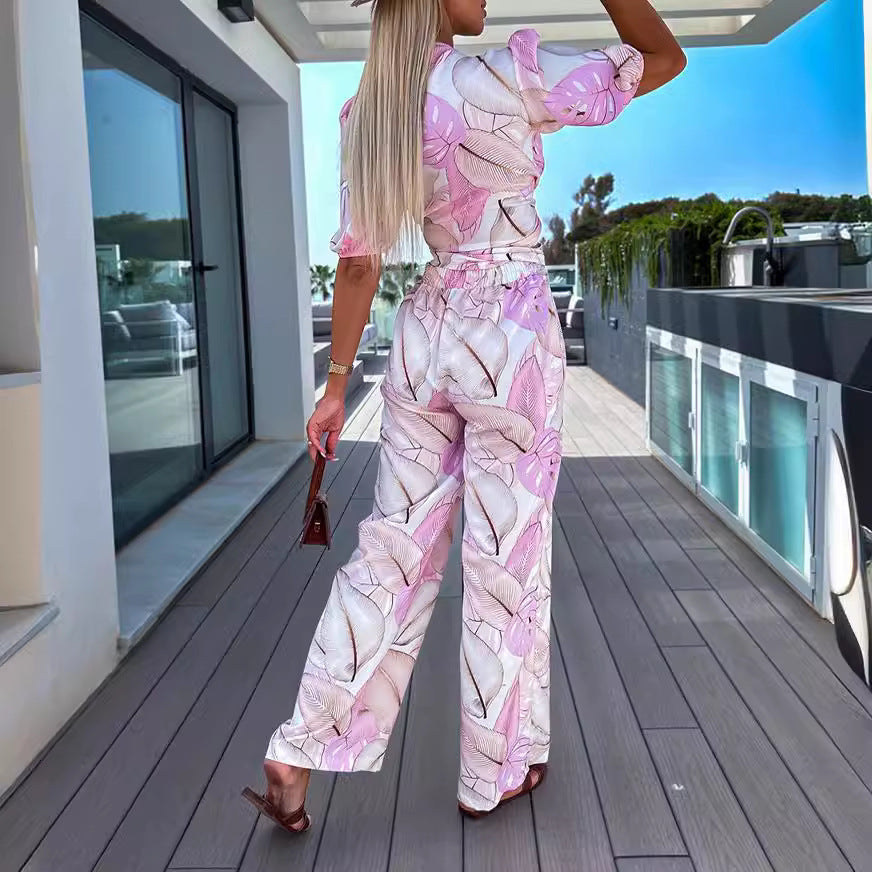 Tropical Print Two-piece Set