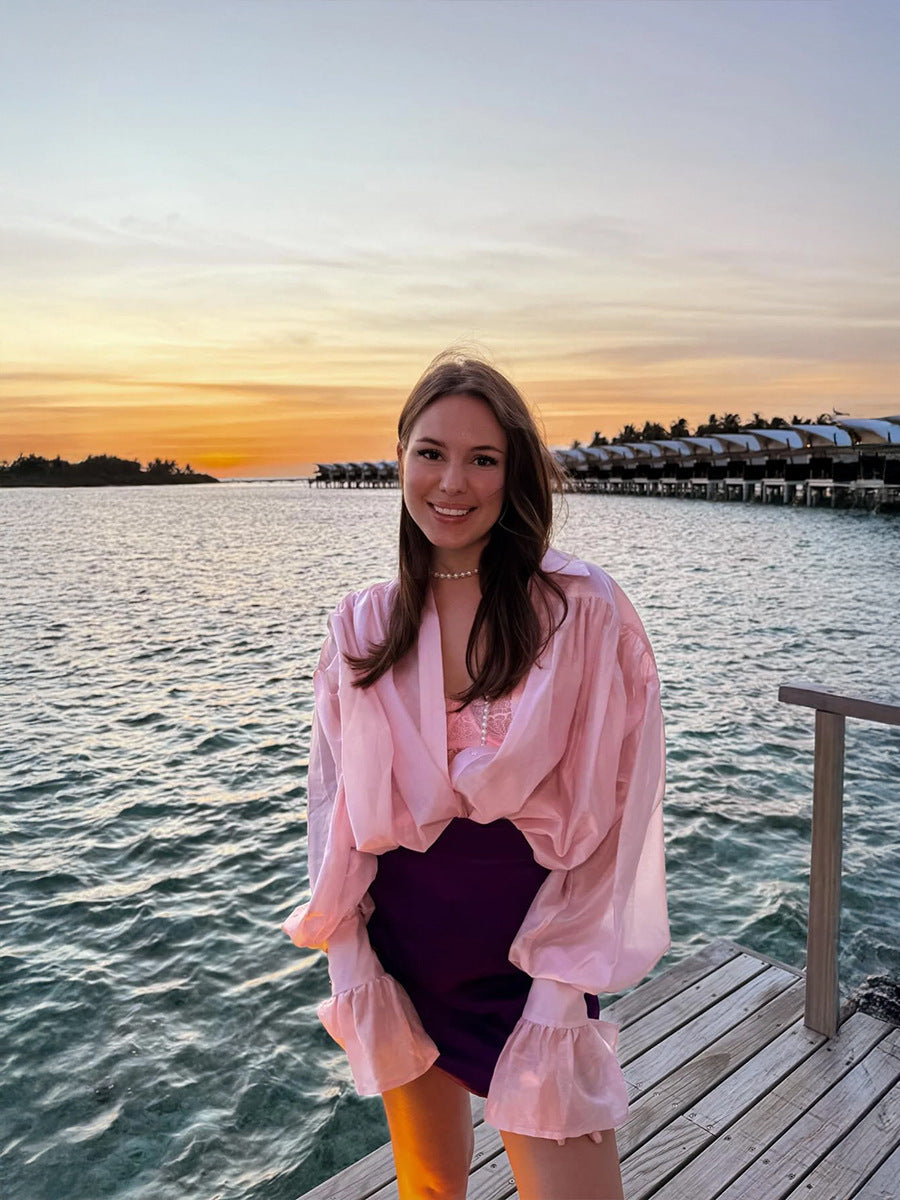 Casual French Lantern Style Long-sleeve Top