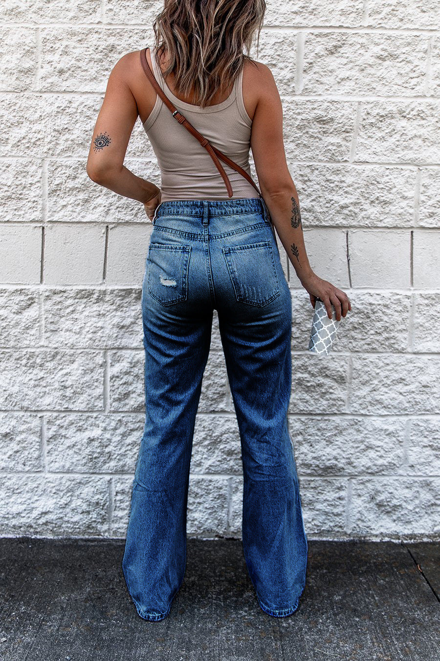 Casual High Waist Distressed Jeans