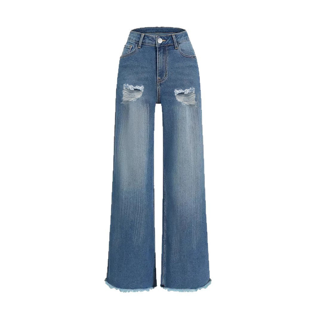 Loose-fit Distressed Flare Jeans