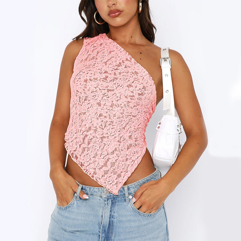 Isla Lace One-Shoulder Top
