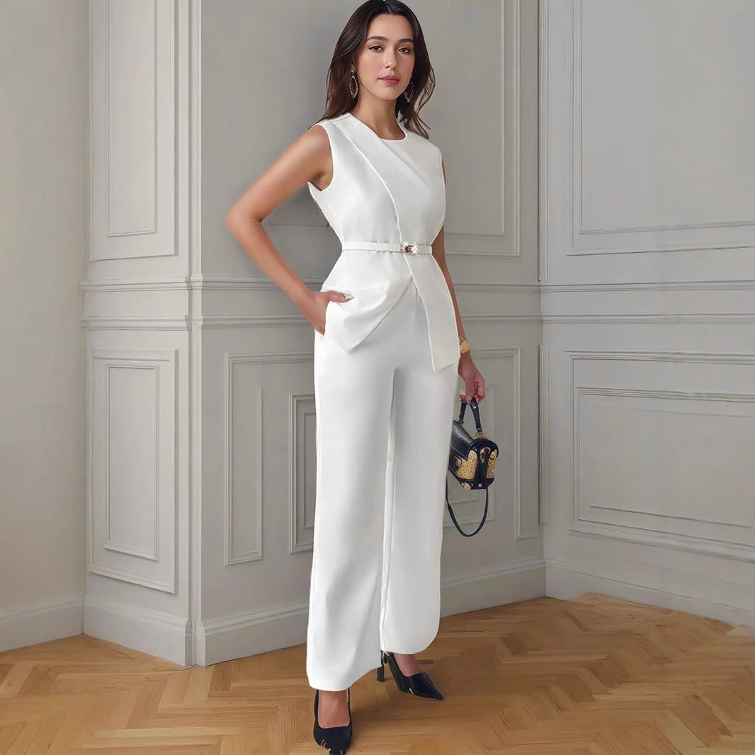 Two Piece Belted Waist Suit