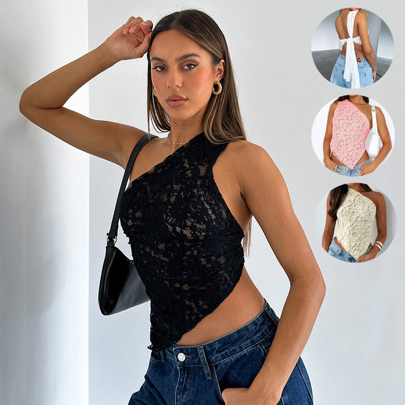 Isla Lace One-Shoulder Top