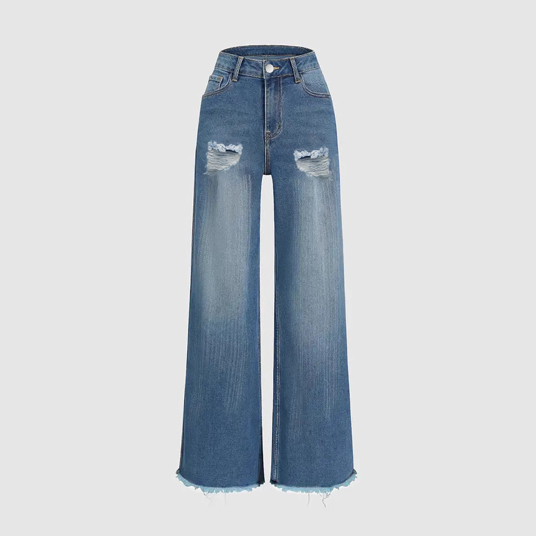 Loose-fit Distressed Flare Jeans