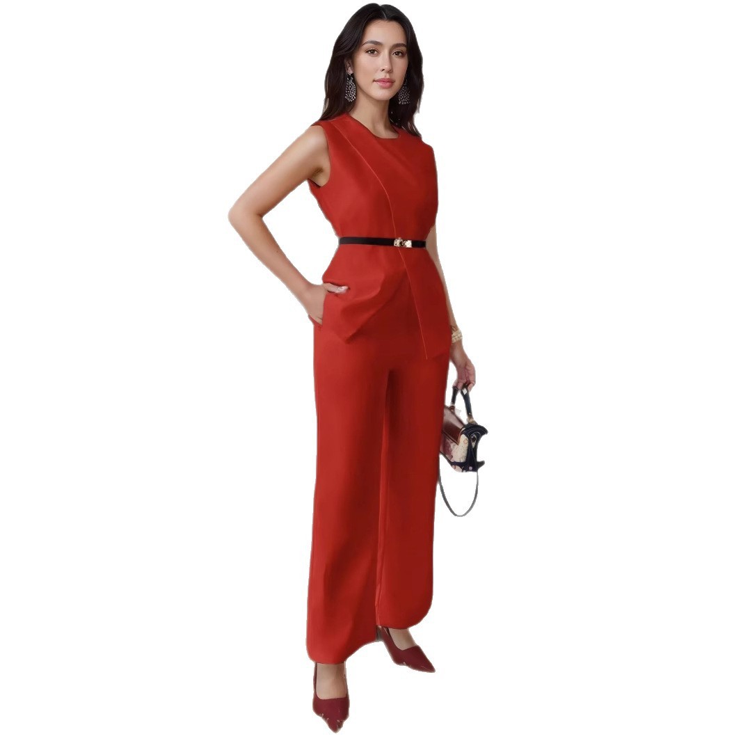 Two Piece Belted Waist Suit