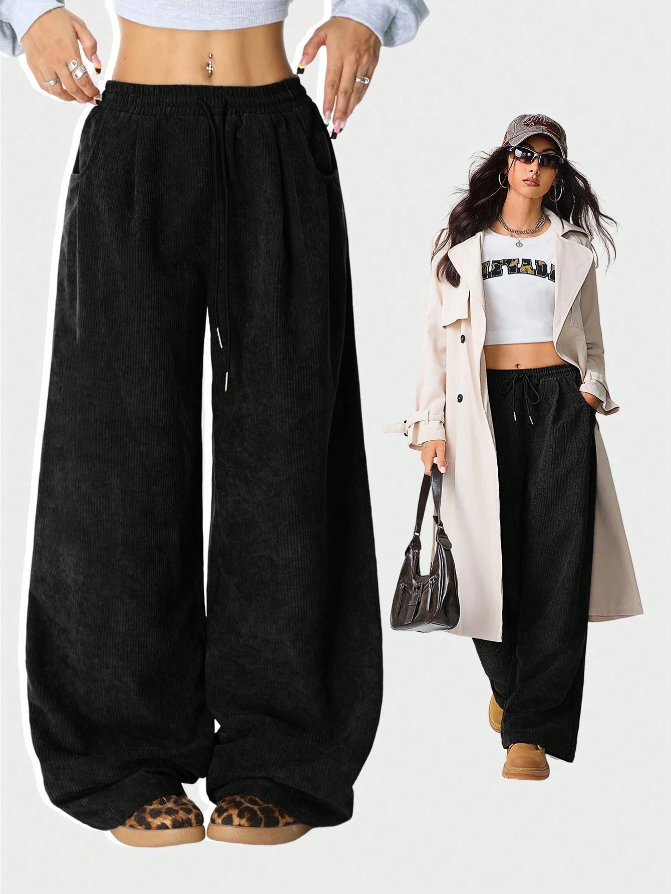 Casual Loose-fit Corduroy Pants