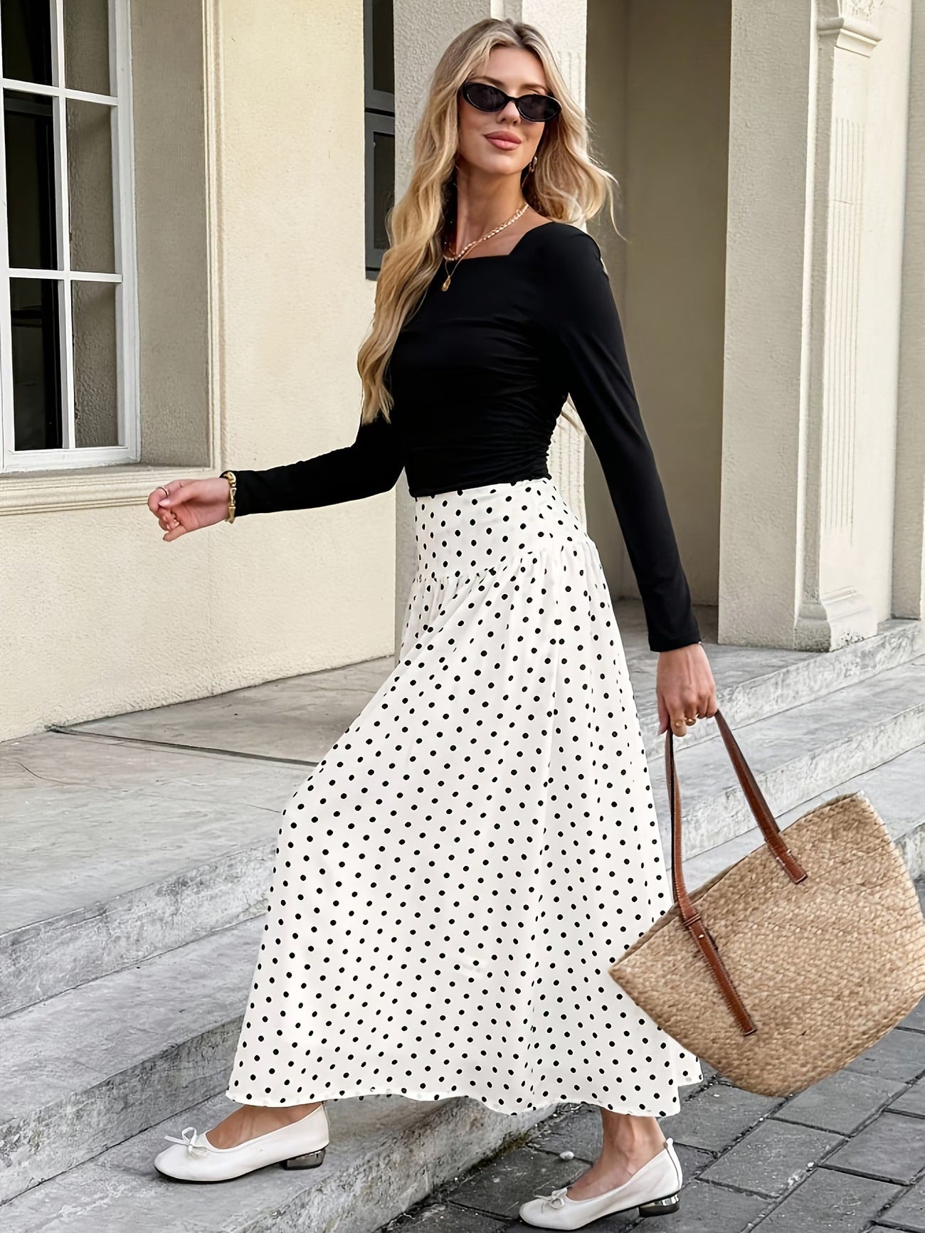 Monroe Polka Dot Maxi Skirt