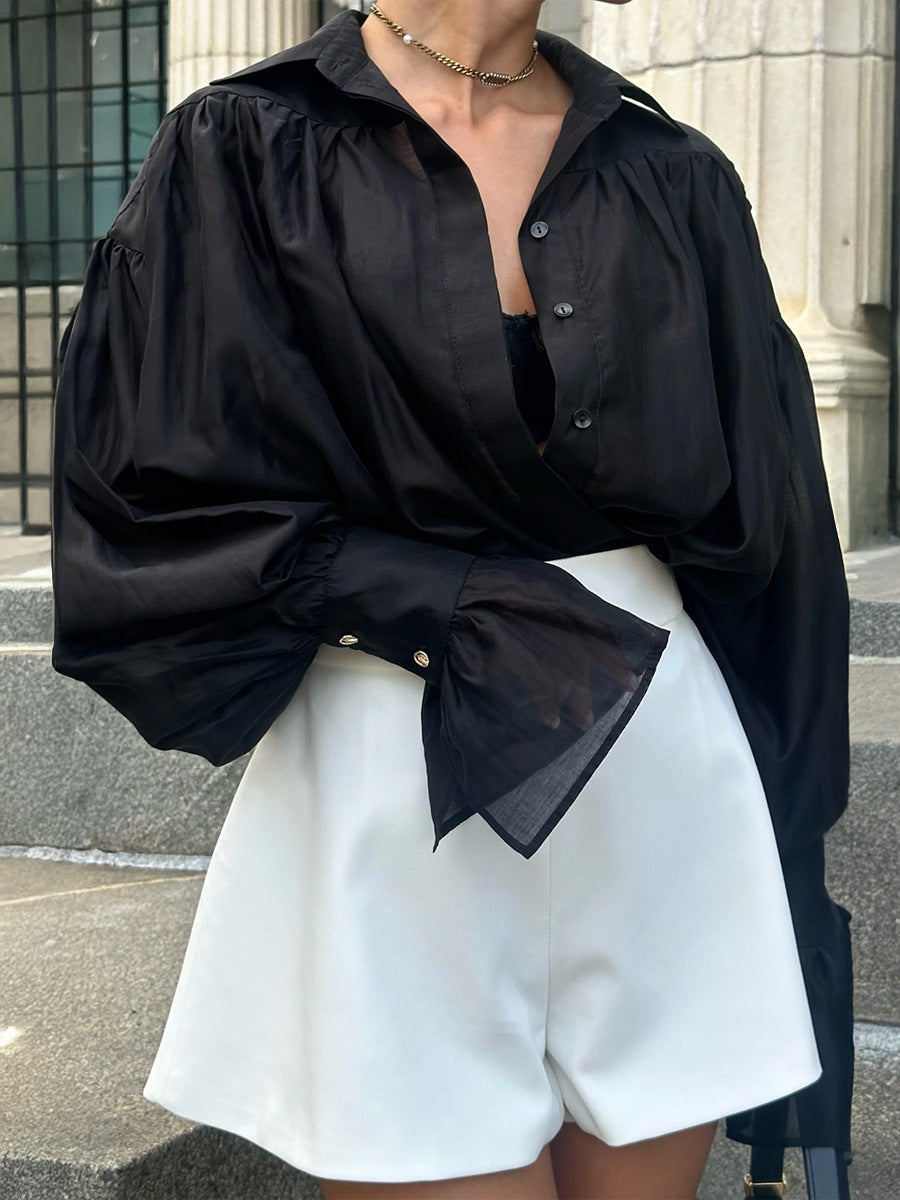 Casual French Lantern Style Long-sleeve Top