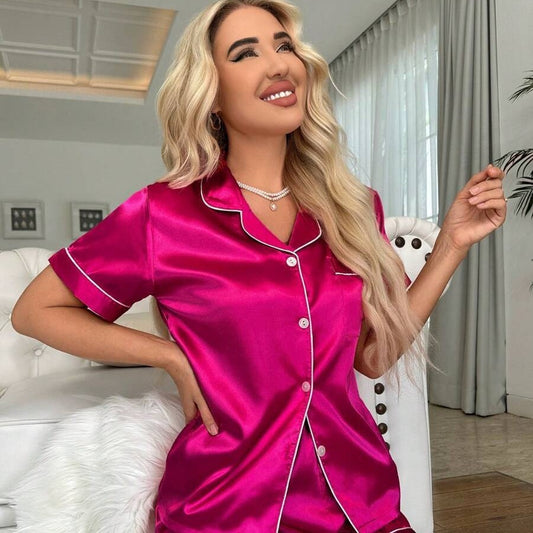 Short Sleeve Satin Pyjama Set