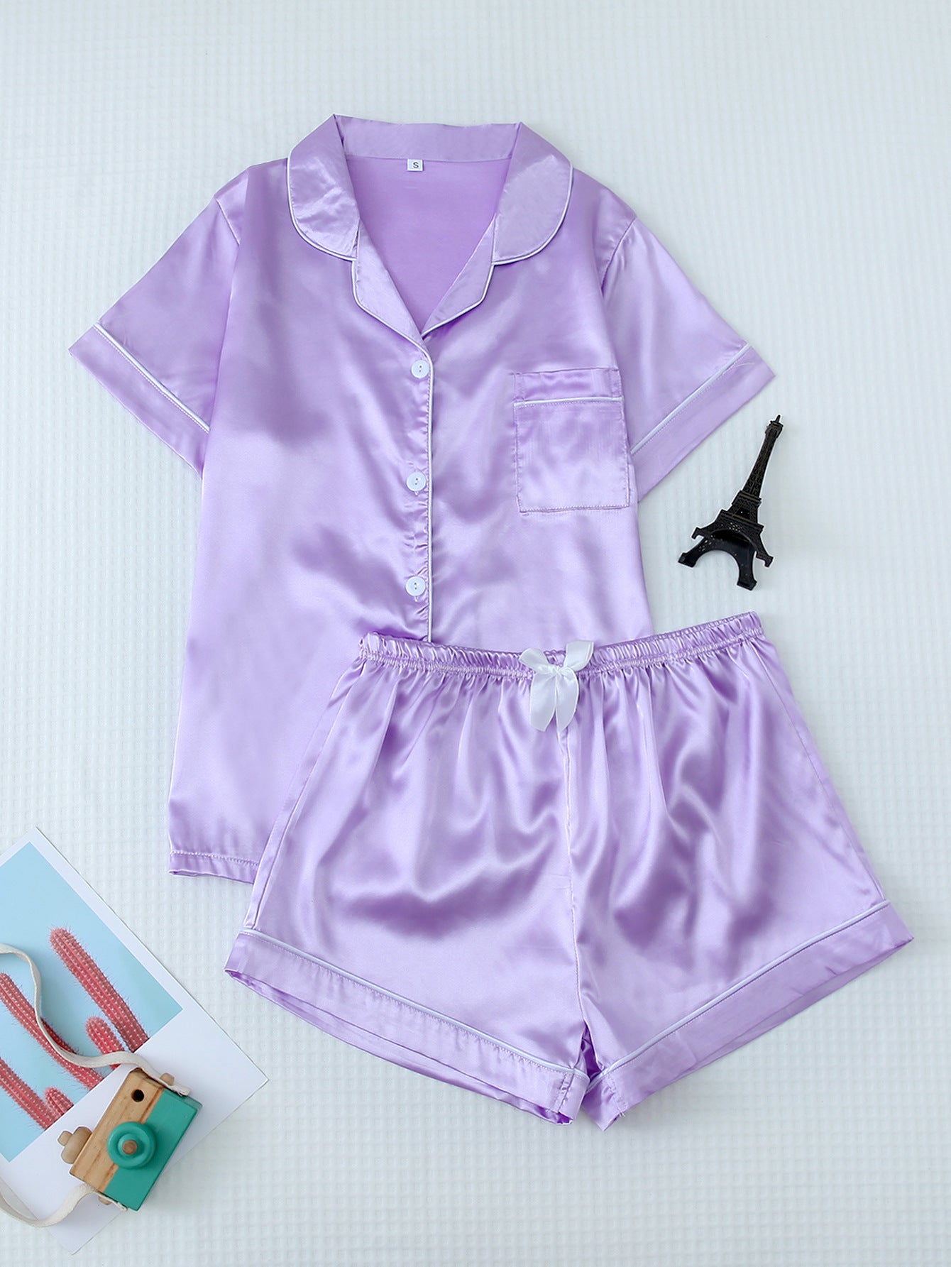 Short Sleeve Satin Pyjama Set