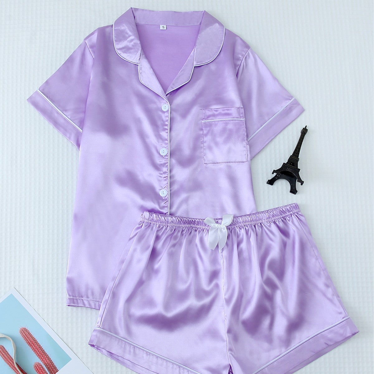 Short Sleeve Satin Pyjama Set