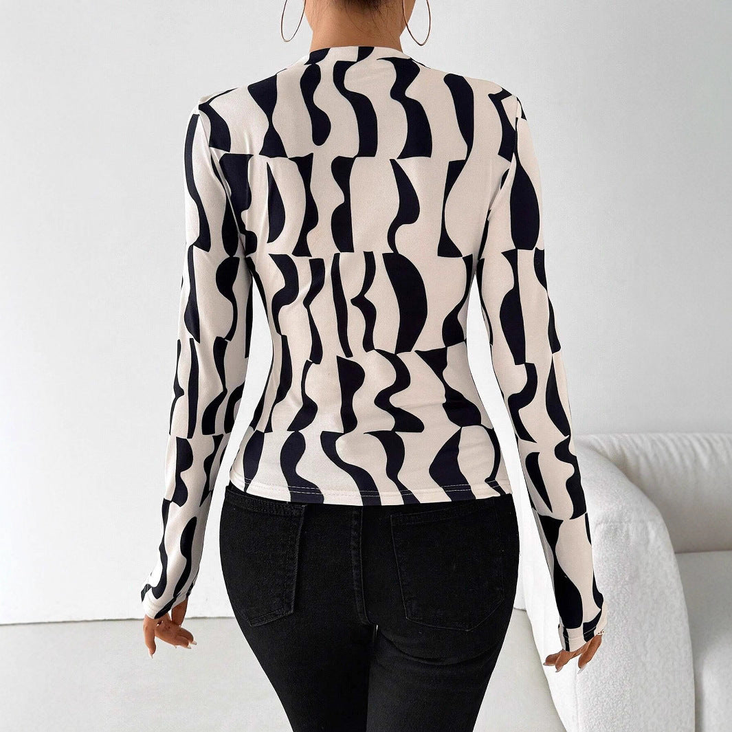 Casual Zebra Style Long-sleeve Top