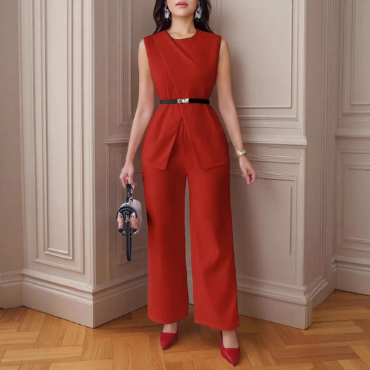 Two Piece Belted Waist Suit