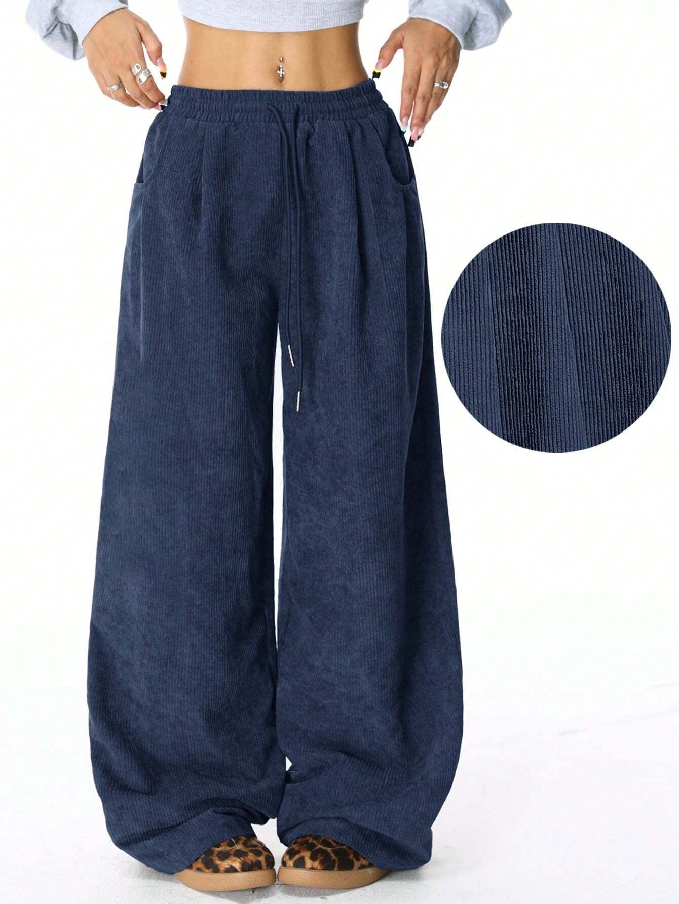Casual Loose-fit Corduroy Pants