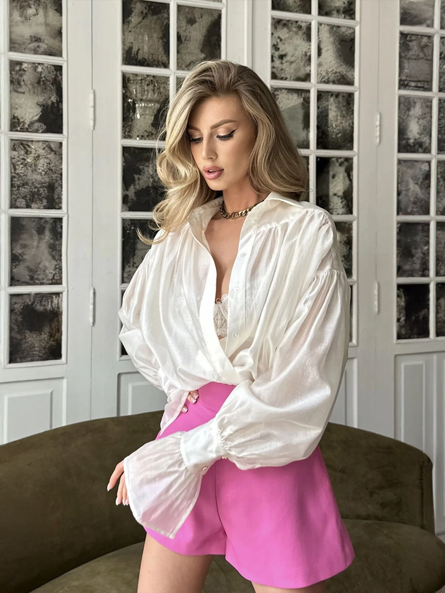 Casual French Lantern Style Long-sleeve Top