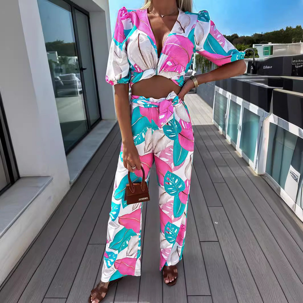 Tropical Print Two-piece Set