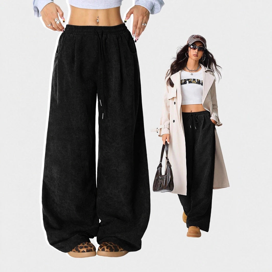 Casual Loose-fit Corduroy Pants