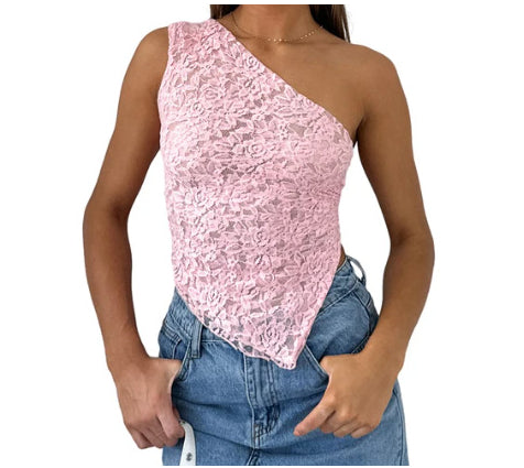 Isla Lace One-Shoulder Top