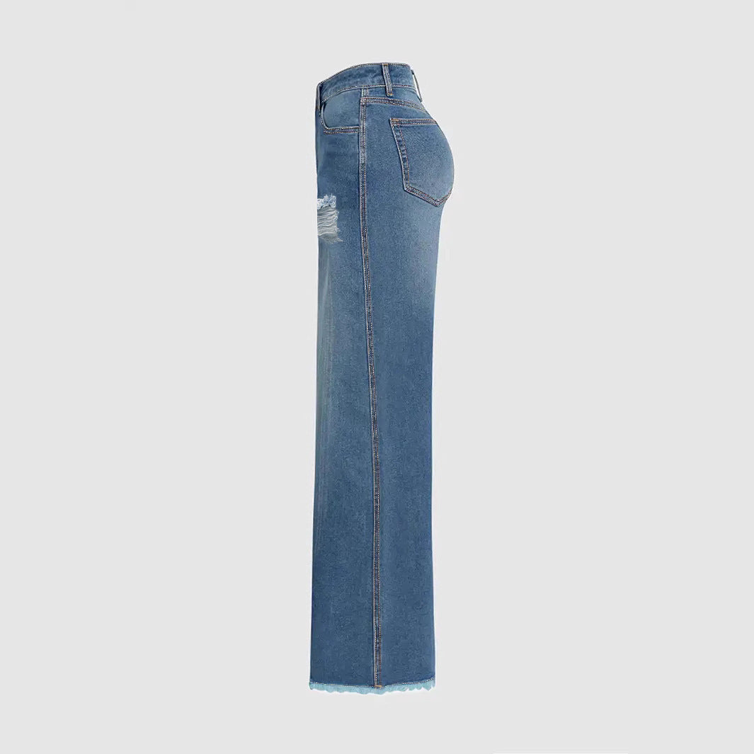 Loose-fit Distressed Flare Jeans