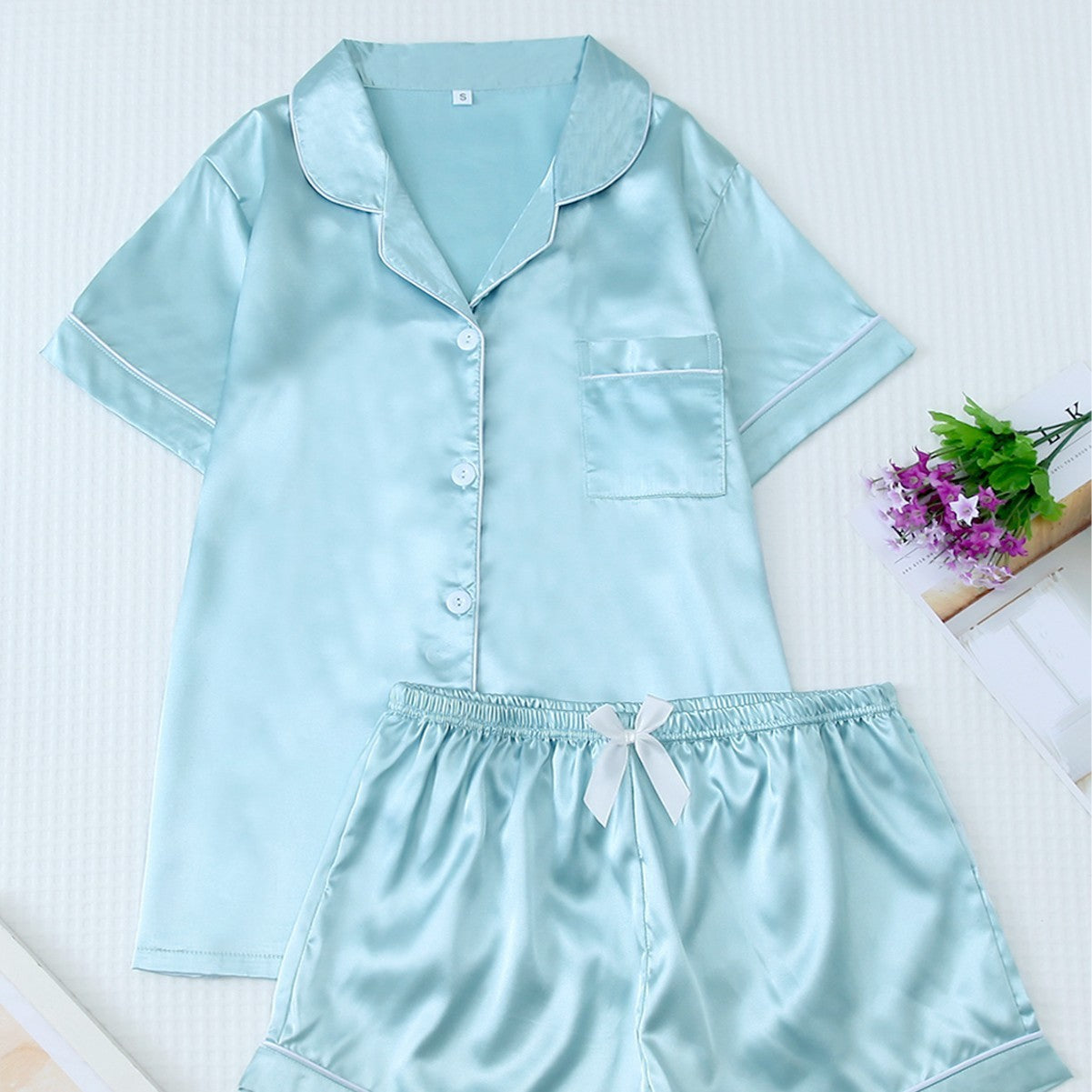 Short Sleeve Satin Pyjama Set