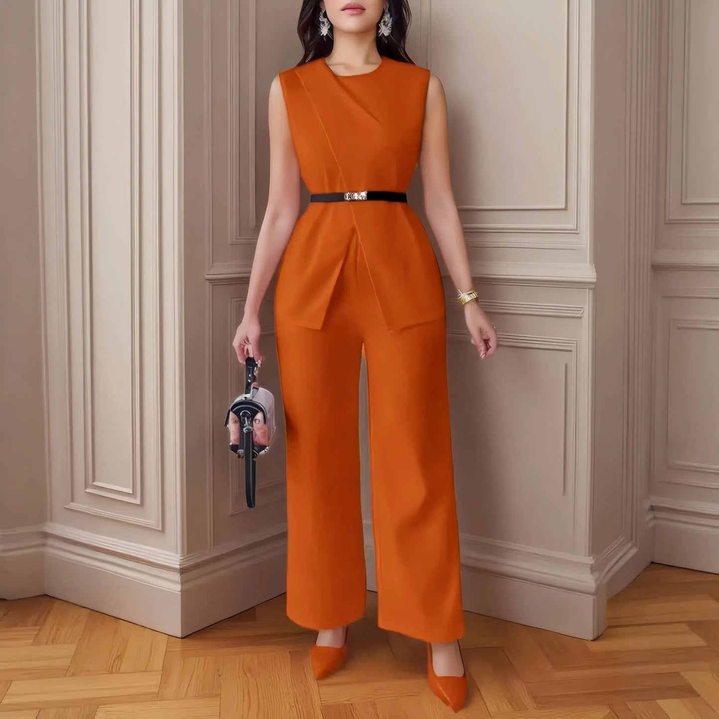 Two Piece Belted Waist Suit