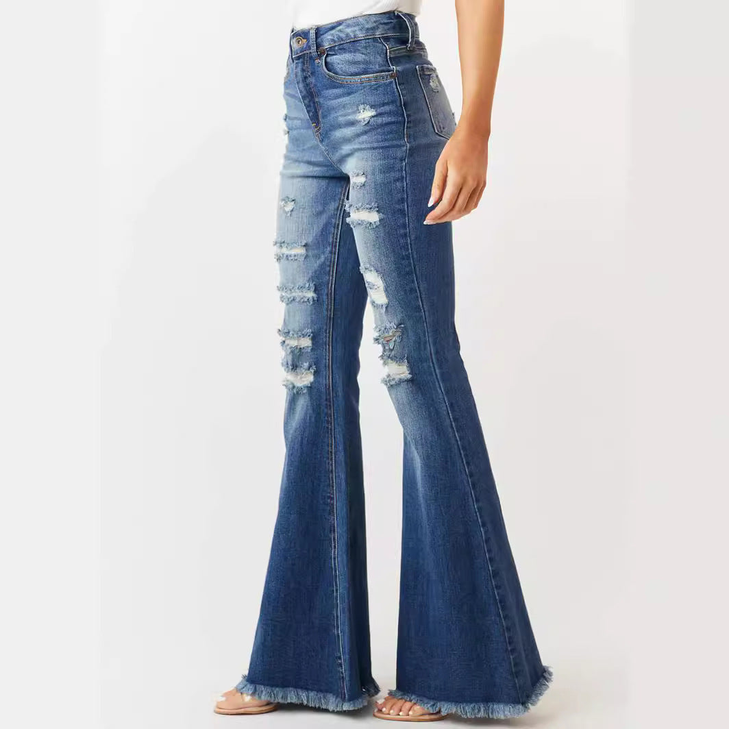 Slim Fit Distressed Flare Jeans