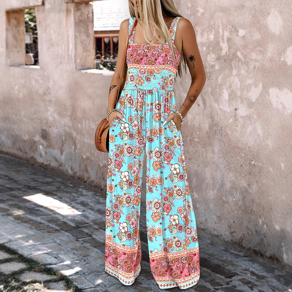 Large Floral Pattern Jumpsuit