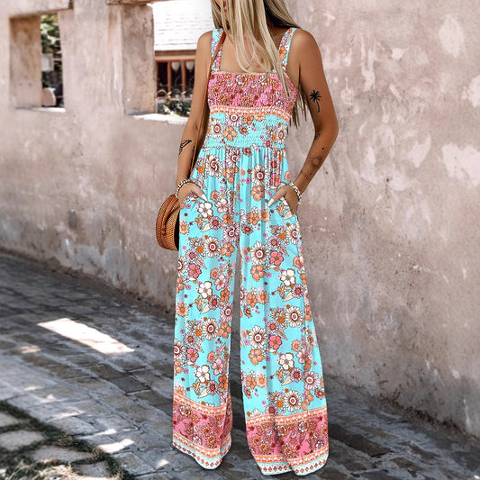 Large Floral Pattern Jumpsuit
