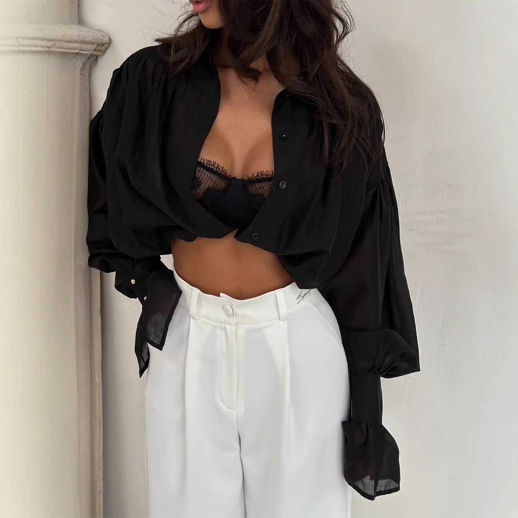 Casual French Lantern Style Long-sleeve Top