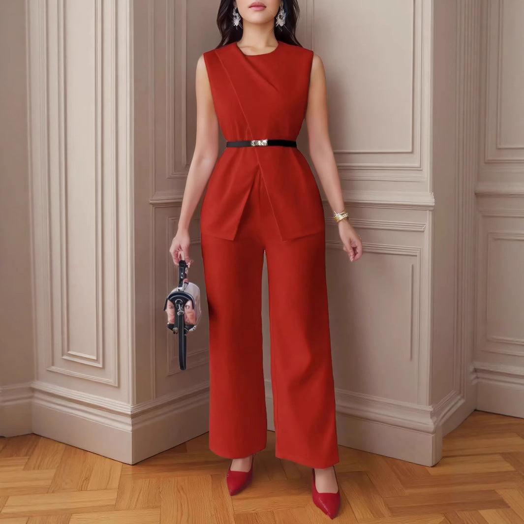 Two Piece Belted Waist Suit