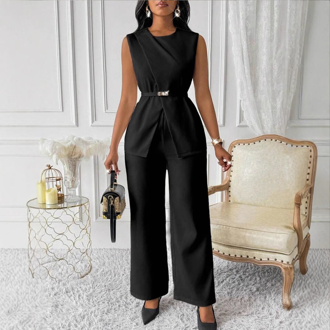 Two Piece Belted Waist Suit