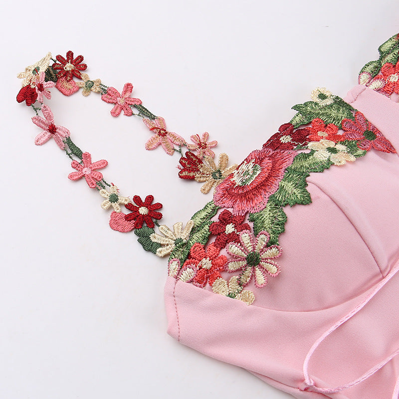 Embroidered Floral Maxi Dress